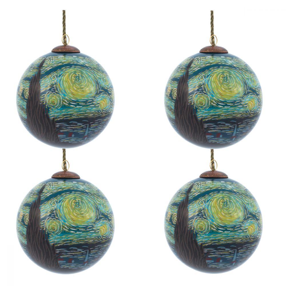 Starry Night Glass Ornament Collection (Set of 4)