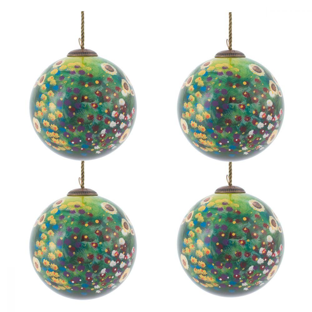 Farm Garden with Sunflowers Glass Ornament Collection (Set of 4)