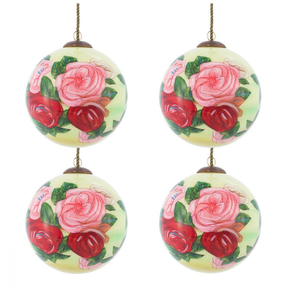 Discarded Roses Glass Ornament Collection (Set of 4)