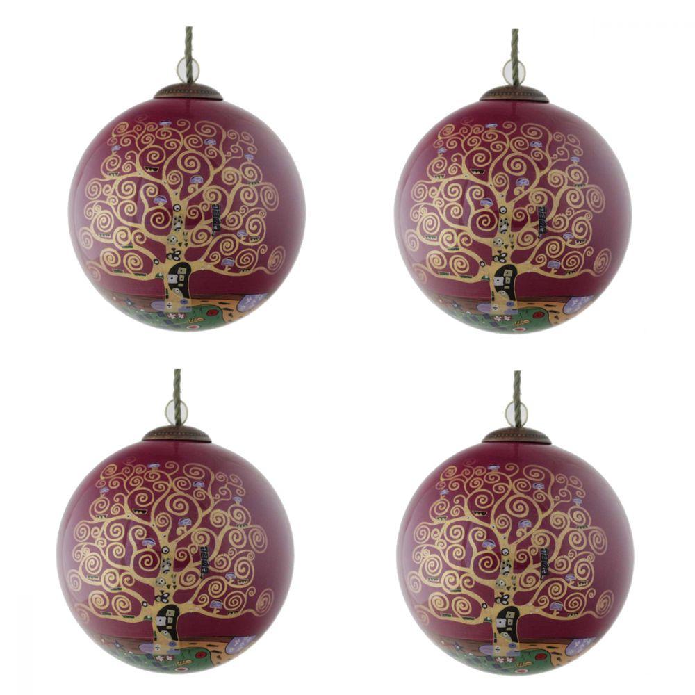 Tree of Life (Burgundy) Glass Ornament Collection (Set of 4)