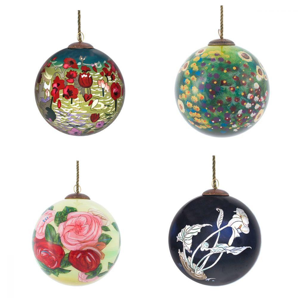 Floral Views Glass Ornament Collection (Set of 4)
