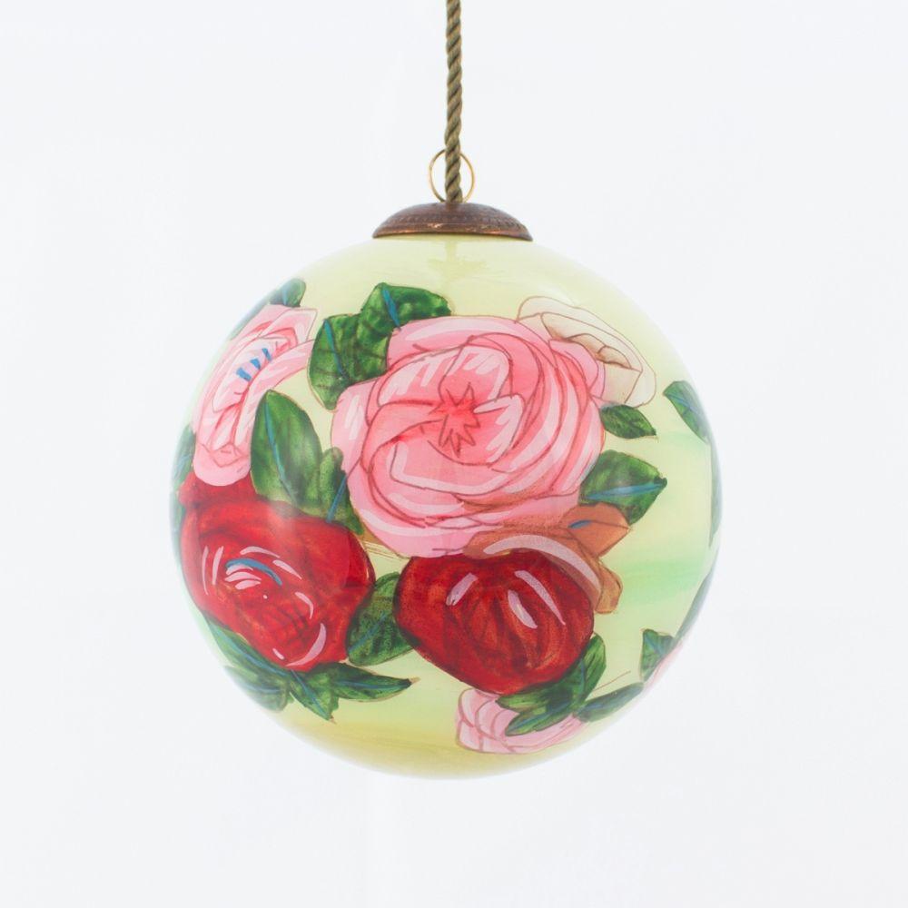 Discarded Roses Hand Painted Glass Ornament