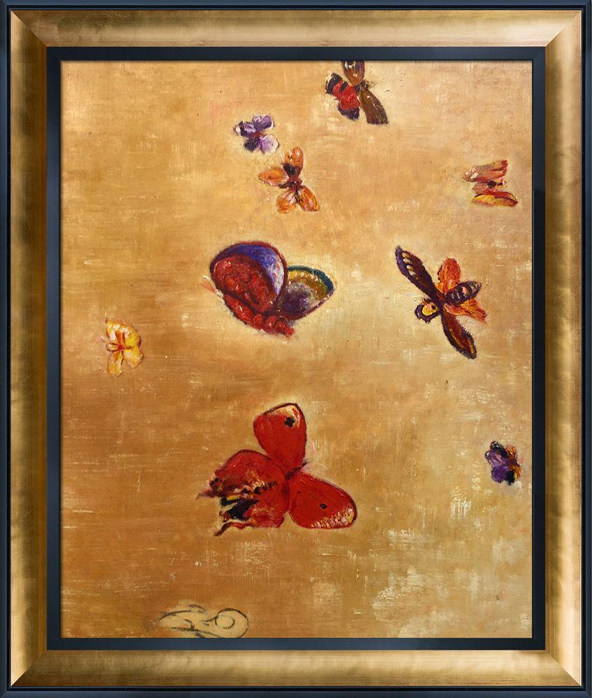 Butterflies, 1913 Pre-Framed - Gold Luminoso and Black Custom Stacked Frame 20" X 24"