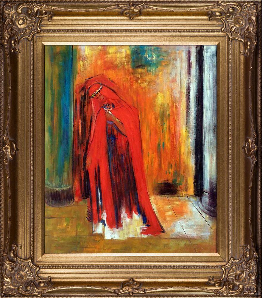 Woman in Red Pre-Framed - Renaissance Bronze Frame 20"X24"