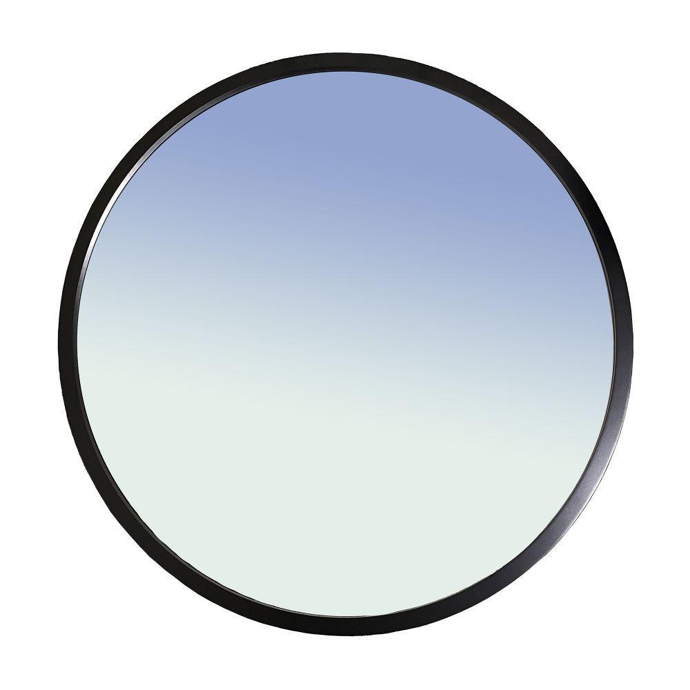 Round Black Satin Framed Mirror