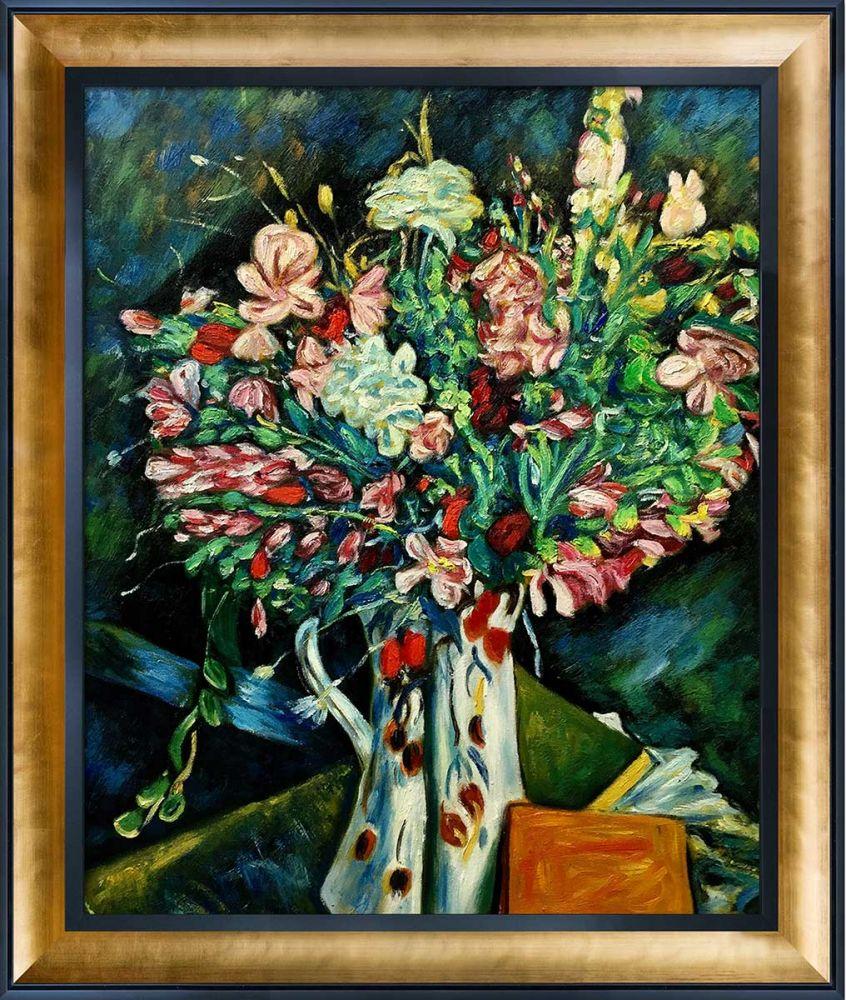 Flowers in a Water Jug Pre-Framed - Gold Luminoso and Black Custom Stacked Frame 20" X 24"