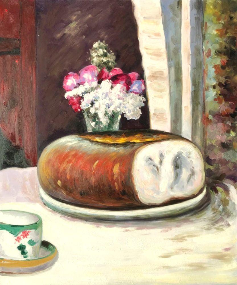 Table Corner, Cup of Coffee, Bread and Flowers (Table Corner)