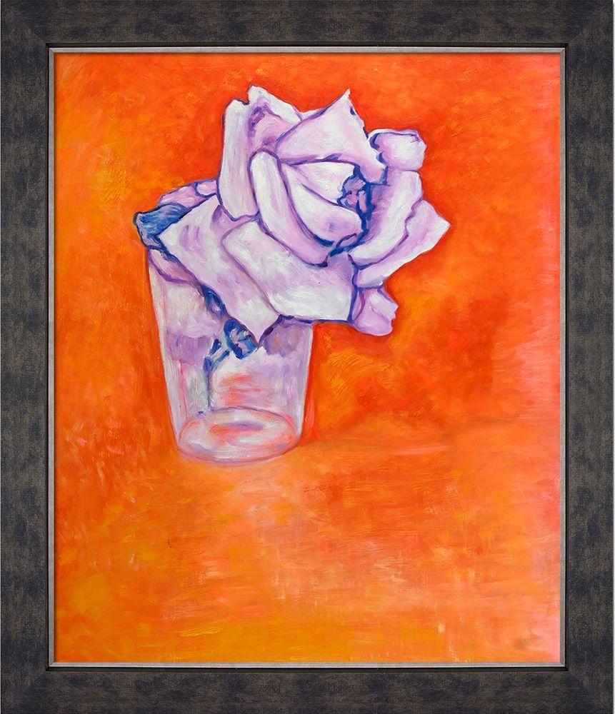 White Rose in a Glass Preframed - Suede Premier Frame 20"X24"