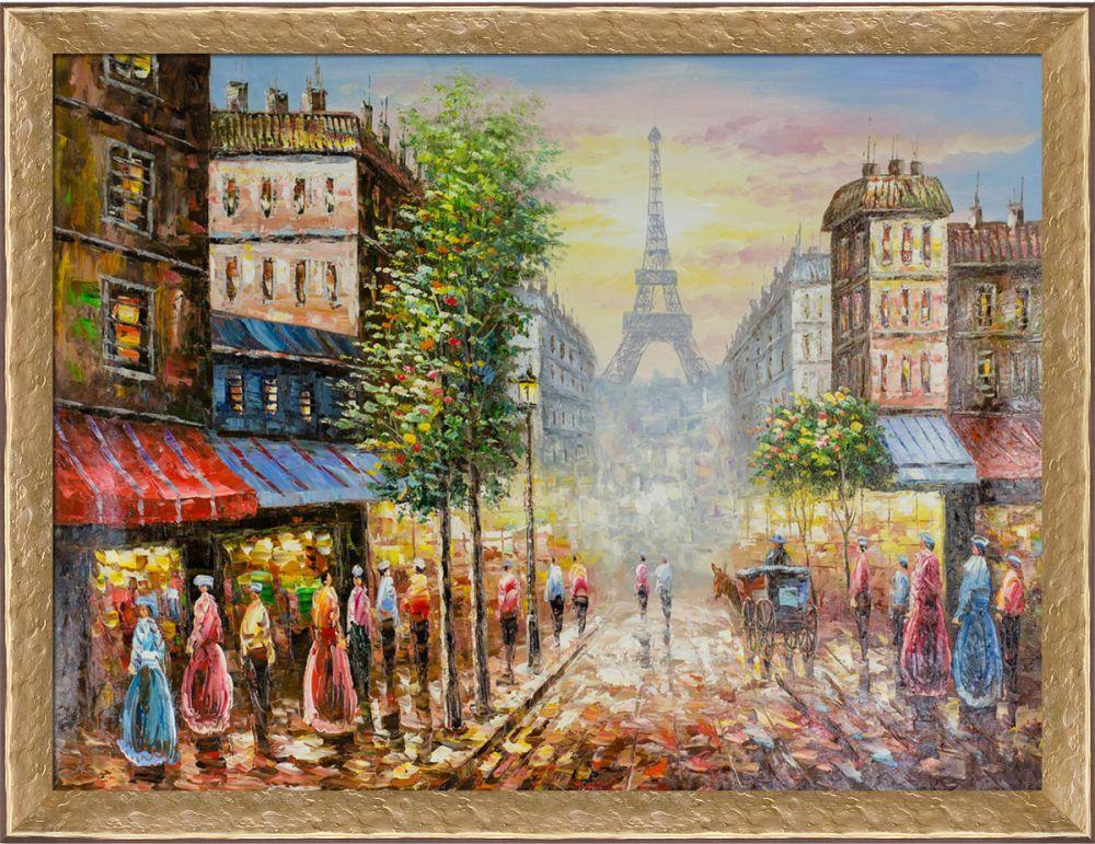 Evening View Of The Eiffel Tower Pre-Framed - Gold Luna Frame 30"X40"