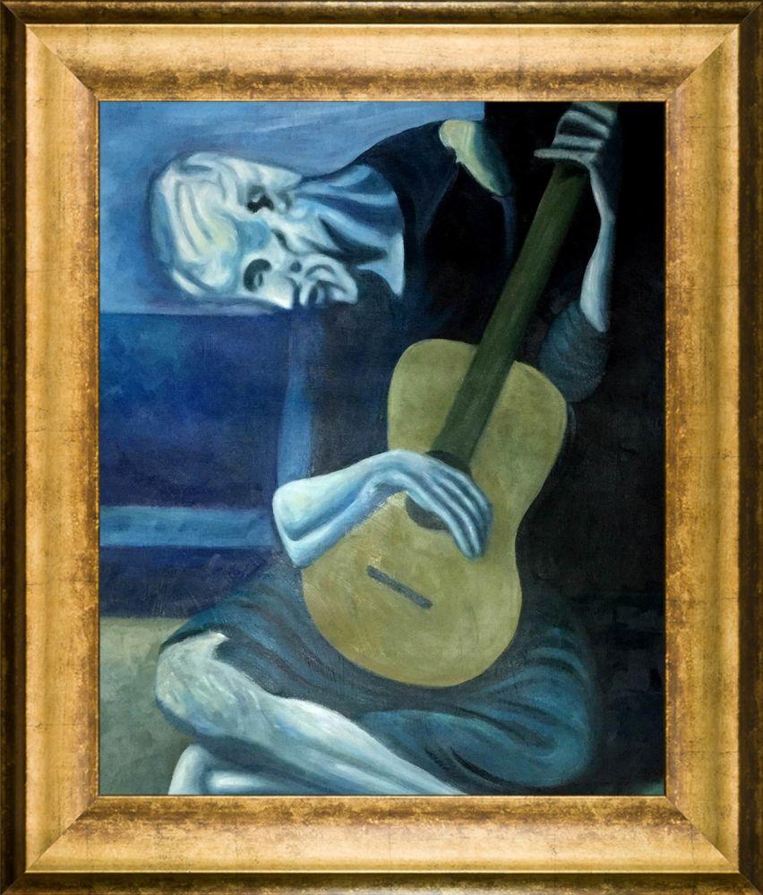 The Old Guitarist - Athenian Gold King Frame 20"X24"