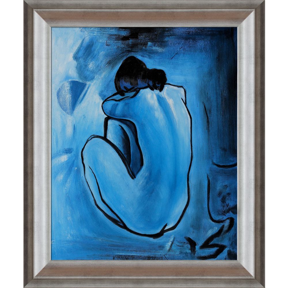 Blue Nude Preframed ; Pablo Picasso - Athenian Silver Frame 16