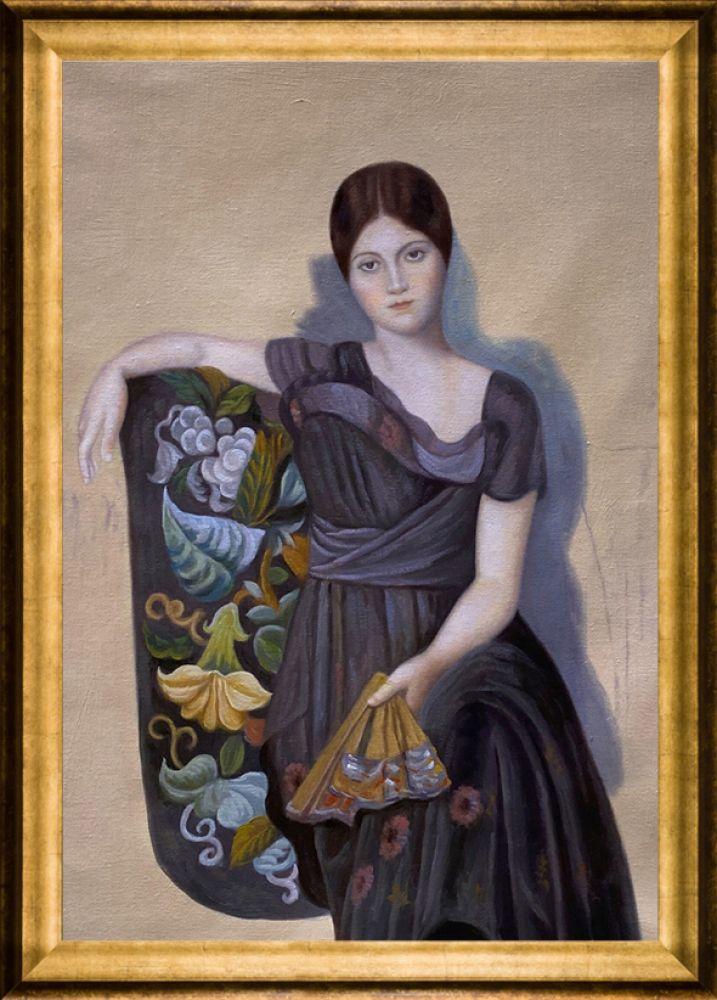 Portrait of Olga in the Armchair 1917 - Athenian Gold Frame 24"X36"