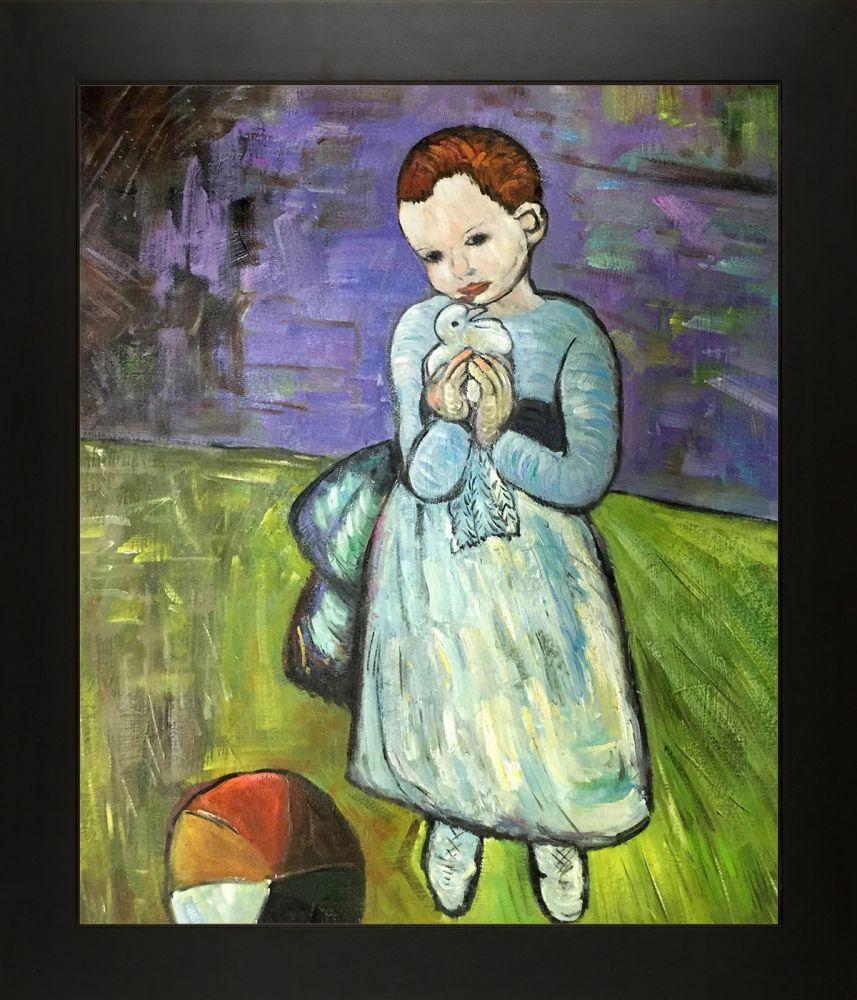 Child Holding a Dove - New Age Black Frame 20"X24"