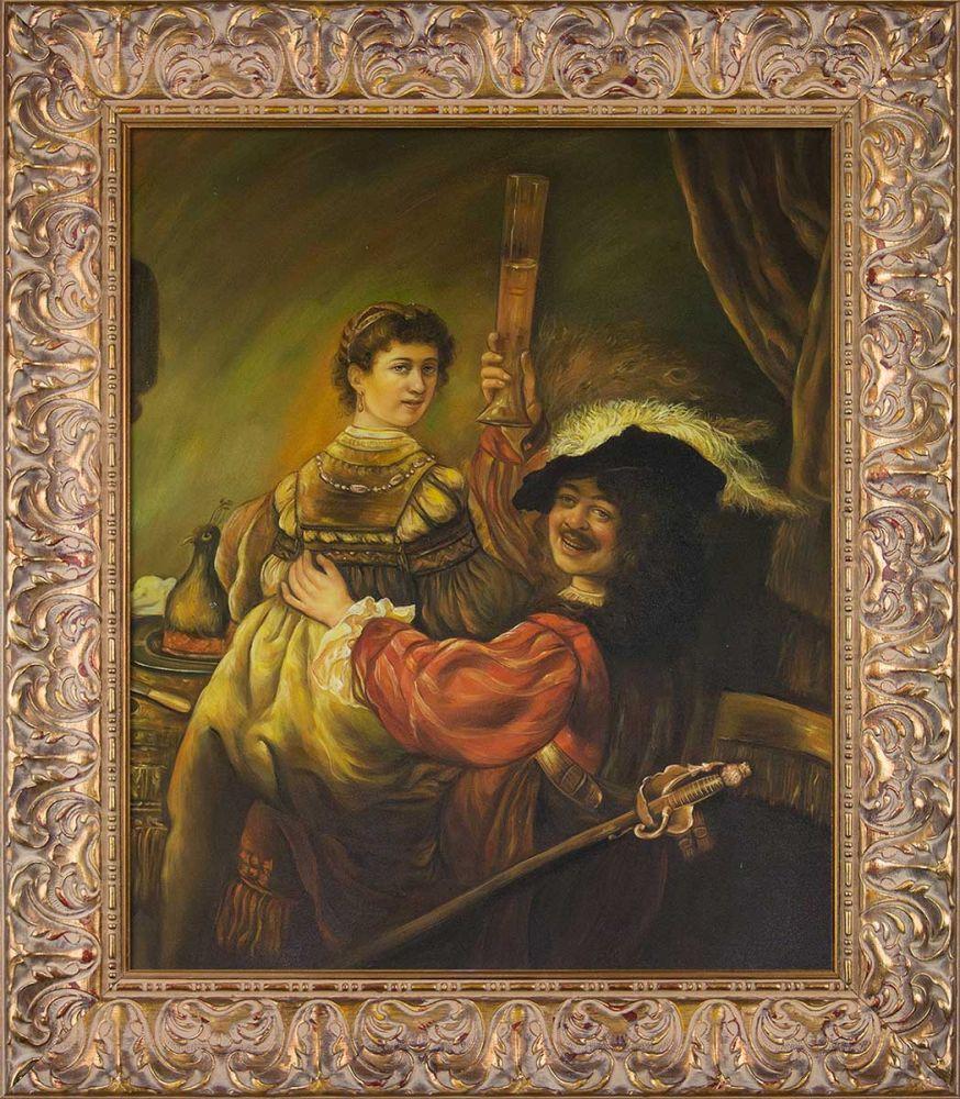 Rembrandt and Saskia in the Parable of the Prodigal Son Pre-Framed - Espana Gold Frame 20"X24"