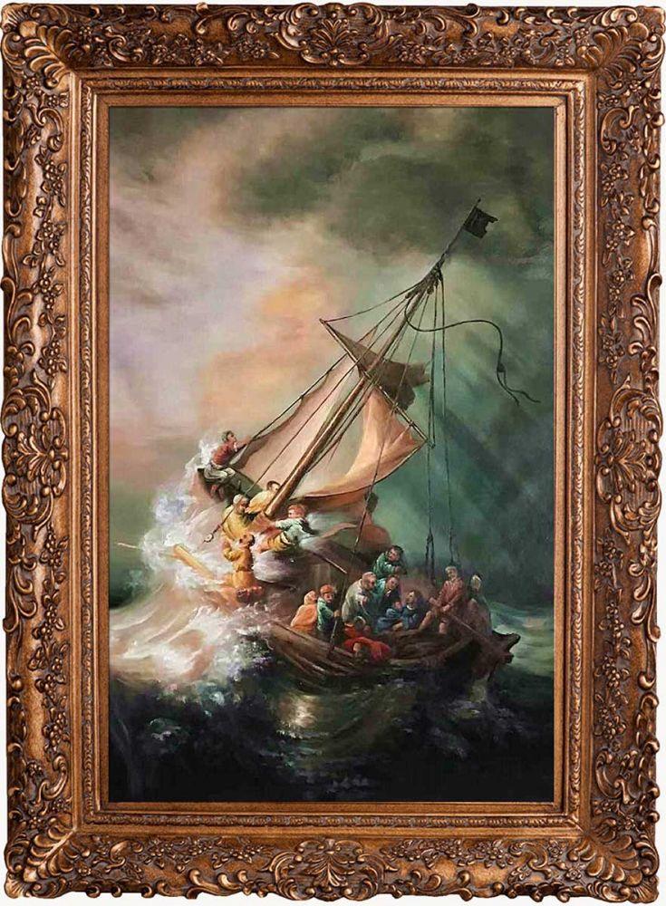 The Storm on the Sea of Galilee Pre-Framed - Burgeon Gold Frame 24"X36"