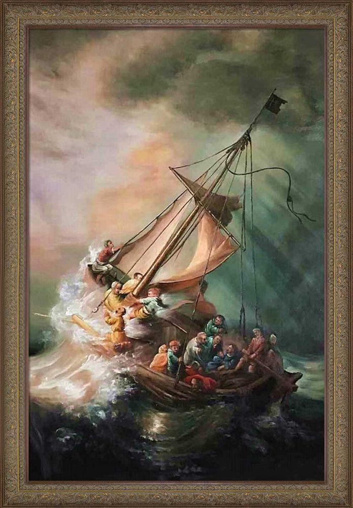 The Storm on the Sea of Galilee Pre-Framed - Victorian Bronze Frame 24