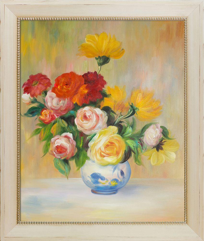 Vase of Roses and Dahlias Pre-Framed - Constantine Frame 20" X 24"