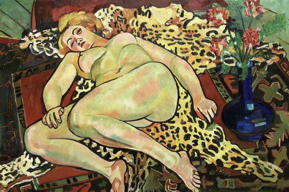 Naked Catherine Lying on a Panther's Skin