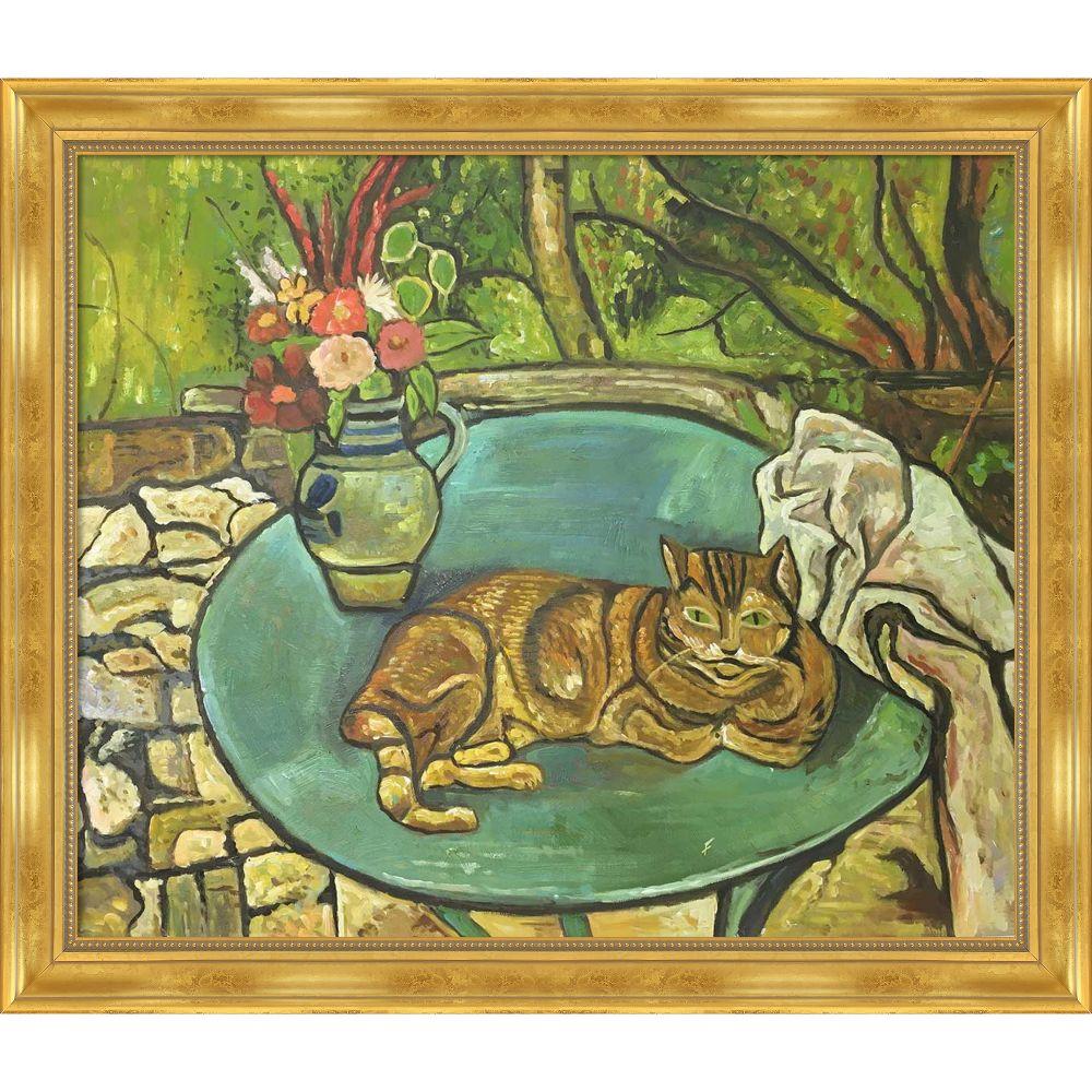Raminou and Pitcher with Carnations Pre-framed - Milan Gold Frame 20" X 24"