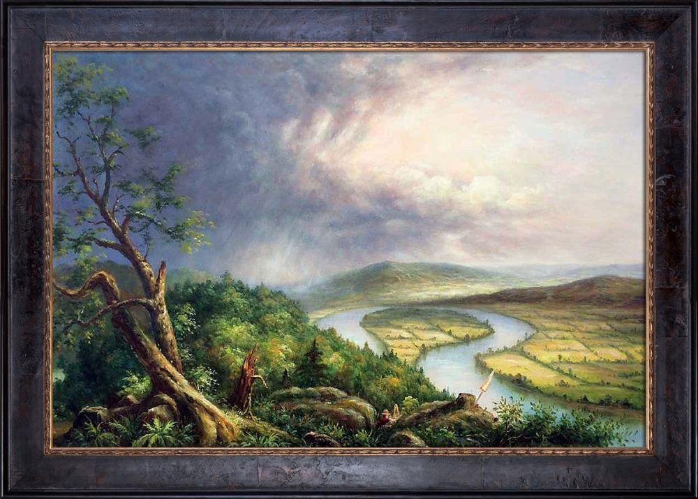 Sketch for View from Mount Holyoke Northampton Massachusetts after a Thunderstorm (The Oxbow) Pre-Framed - Sambrosa Distressed Espresso Frame 24