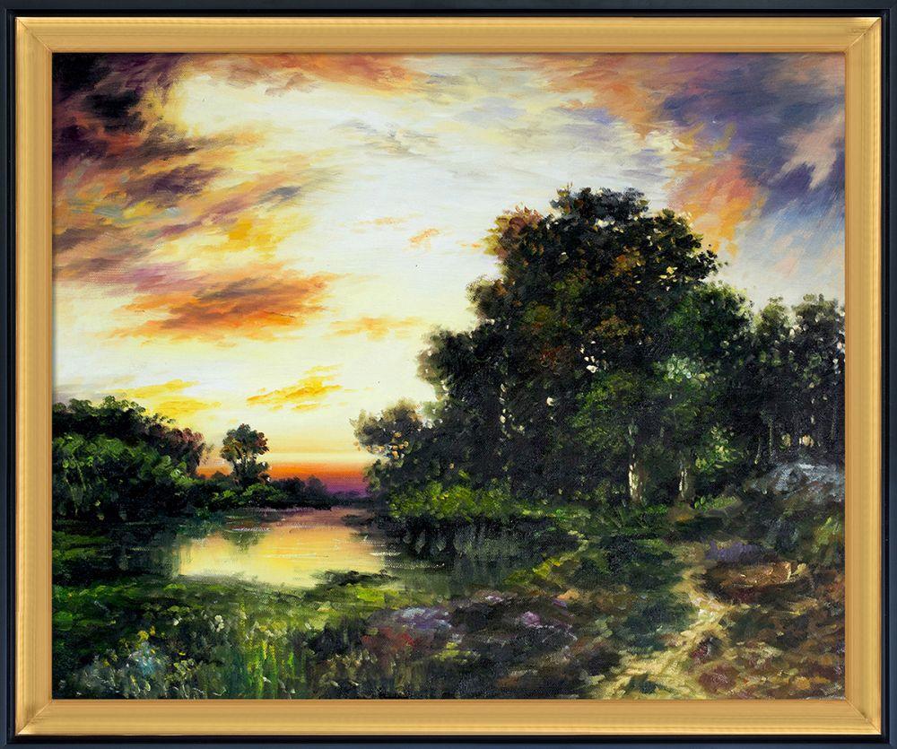 Sunset on Long Island Pre-Framed - Piccino Luminoso and Black Wrap Custom Stacked Frame 20" X 24"