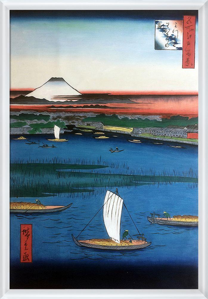 Mitsumata Wakarenofuchi, No. 57 from One Hundred Famous Views of Edo Pre-Framed - Moderne Blanc Frame 24" X 36"