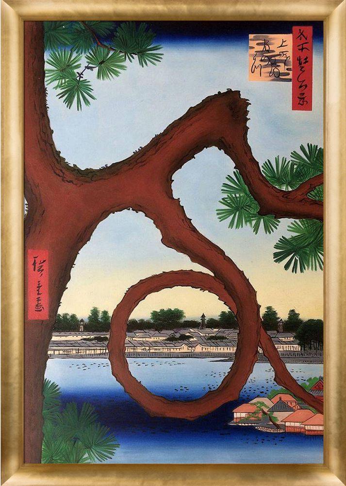 Moon Pine, Ueno, No. 89 from One Hundred Famous Views of Edo Pre-Framed - Gold Luminoso Frame 24" x 36"