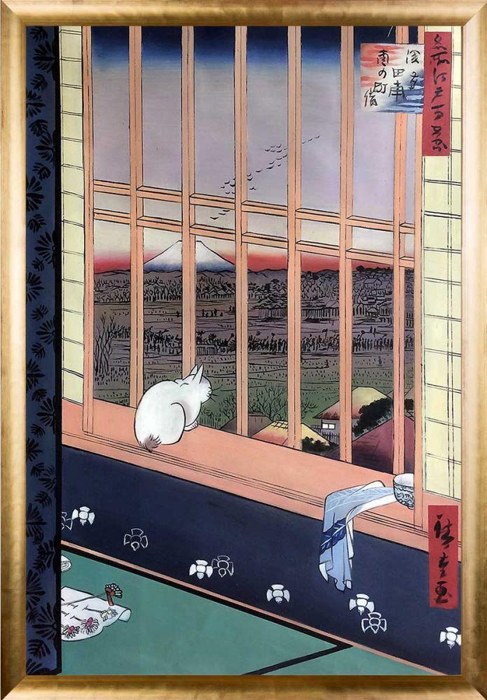 Asakusa Ricefields and Torinomachi Festival, No. 101 from One Hundred Famous Views of Edo Pre-Framed - Gold Luminoso Frame 24" x 36"