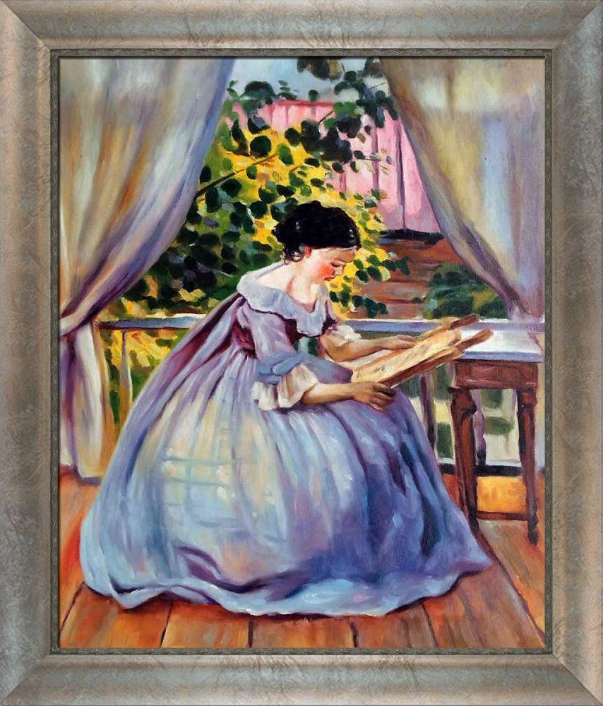 Lady Embroidering Pre-Framed - Champage Scoop with Swirl Lip Frame 20"X24"