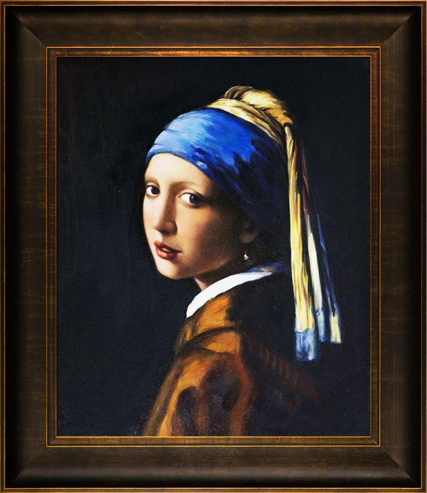 Girl with a Pearl Earring Pre-Framed - Veine D'Or Bronze Scoop Frame 20"X24"