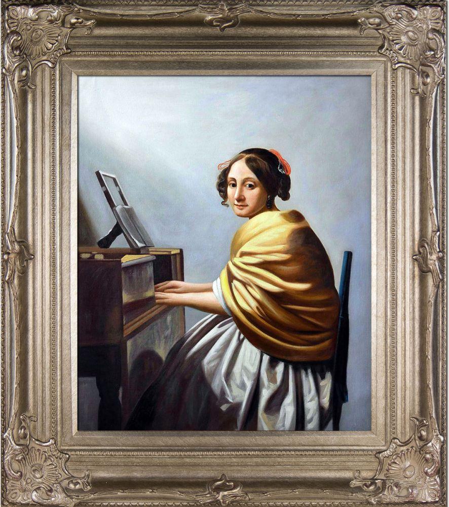 Young Woman Seated at the Virginals Pre-Framed - Renaissance Champagne Frame 20"X24"