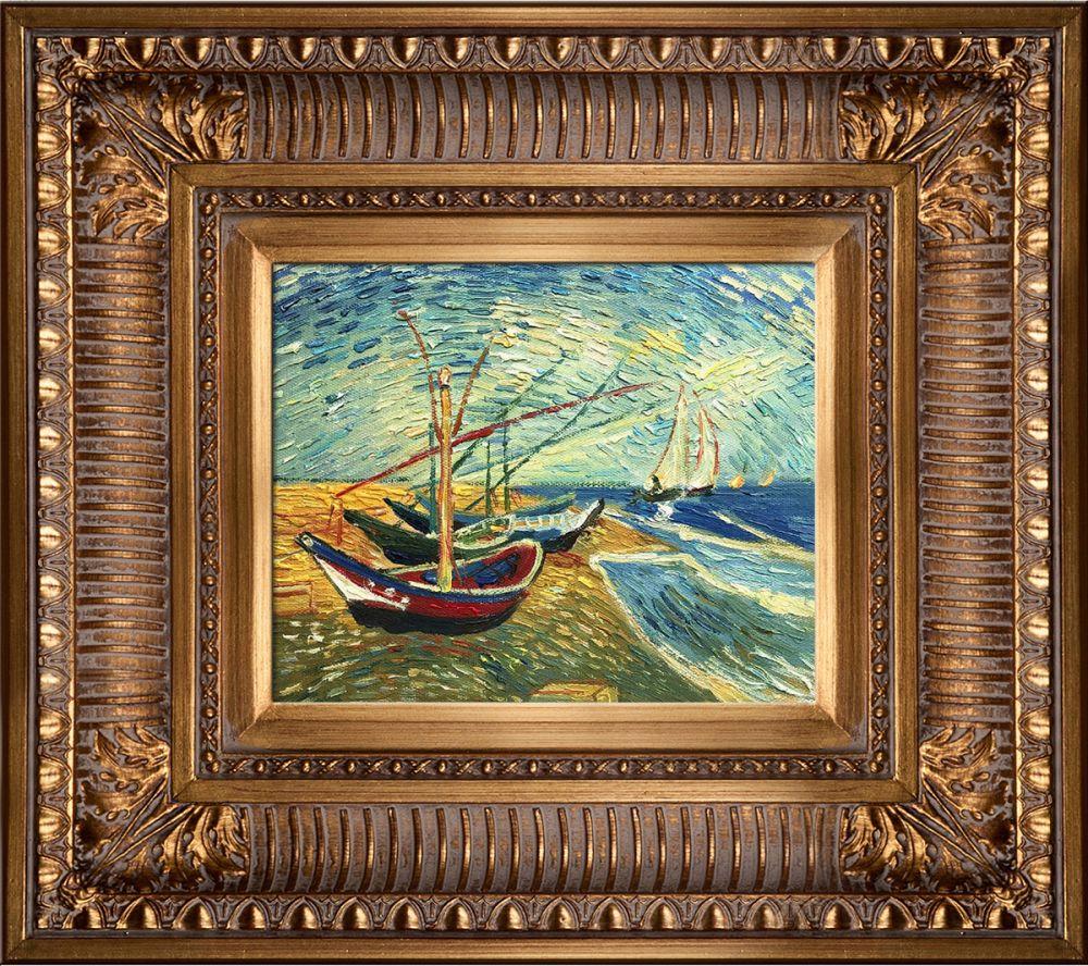 Fishing Boats on the Beach at Saintes-Maries Pre-Frame - Regal Gold Frame 8"X10"