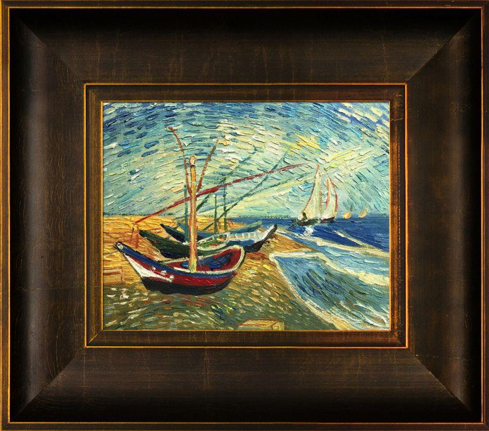 Fishing Boats on the Beach at Saintes-Maries Pre-Framed - Veine D'Or Bronze Scoop Frame 8"X10"