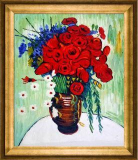 Vase with Daisies and Poppies Oil Painting Pre-Framed