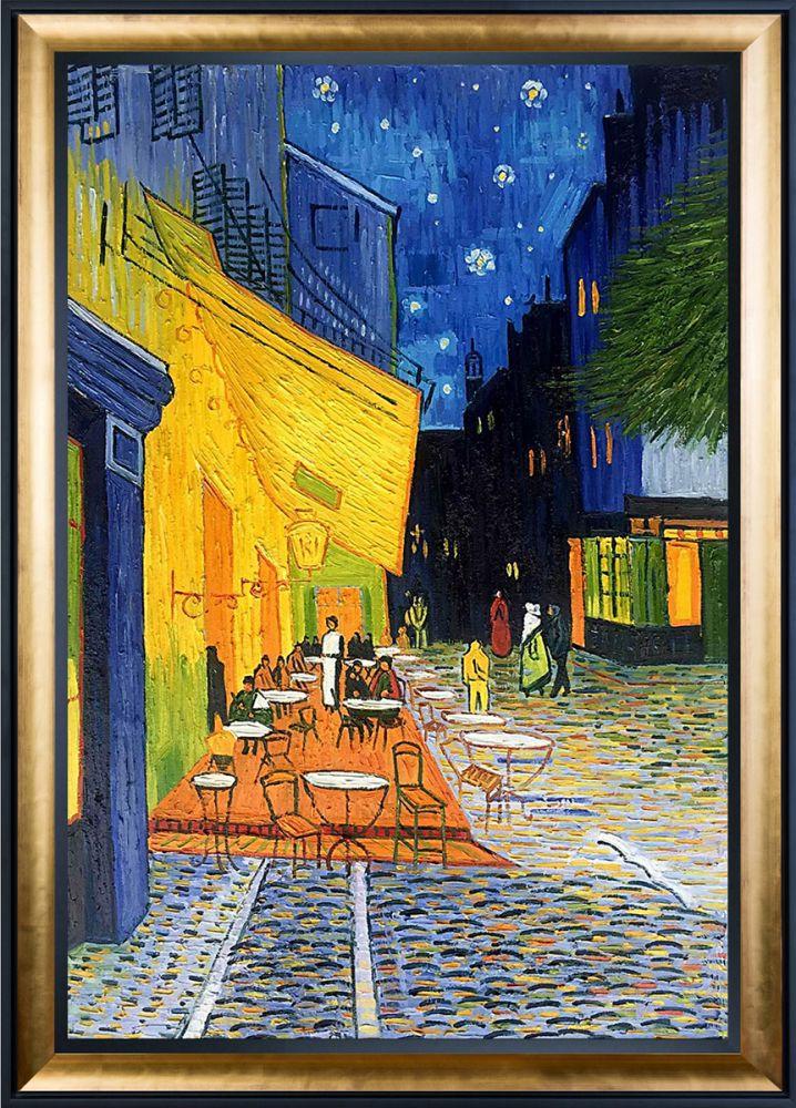 Cafe Terrace at Night Pre-Framed - Gold Luminoso and Black Custom Stacked Frame 24" X 36"