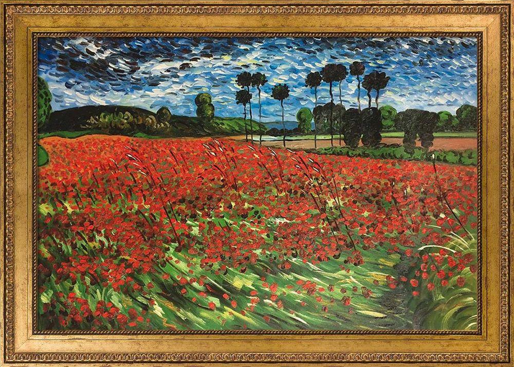 Field of Poppies Pre-Framed - Versailles Gold King Frame 24" X 36"