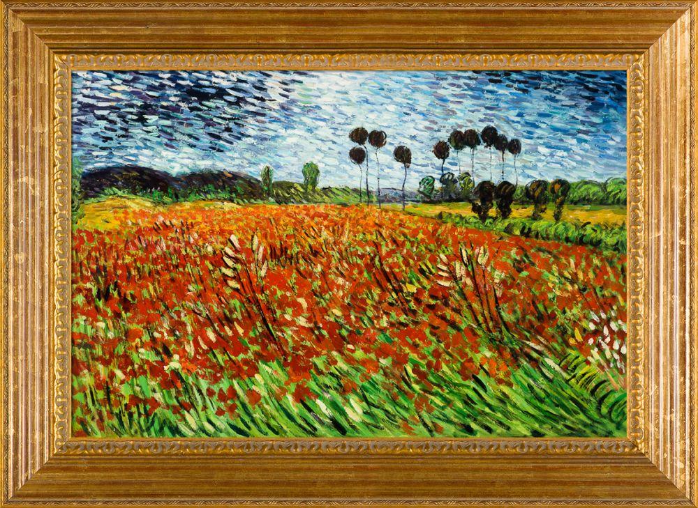 Field of Poppies Pre-Framed - Vienna Gold Leaf Frame 24"X36"