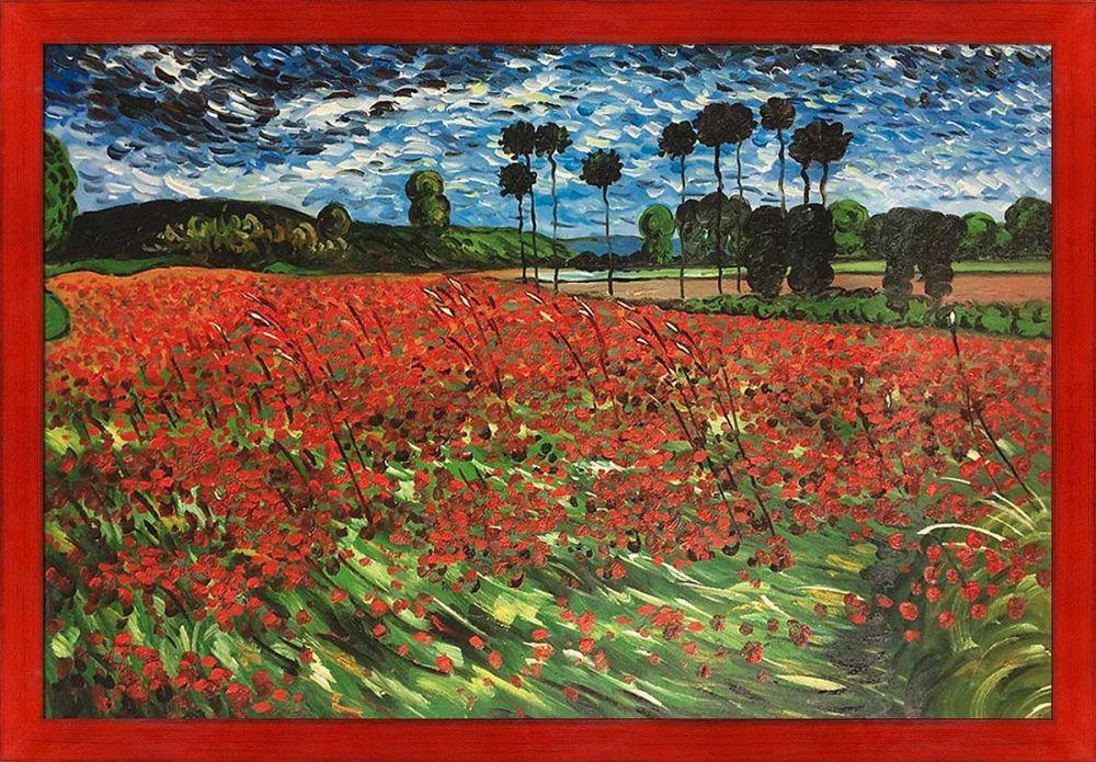 Field of Poppies Pre-Framed - Stiletto Red Frame 24" X 36"