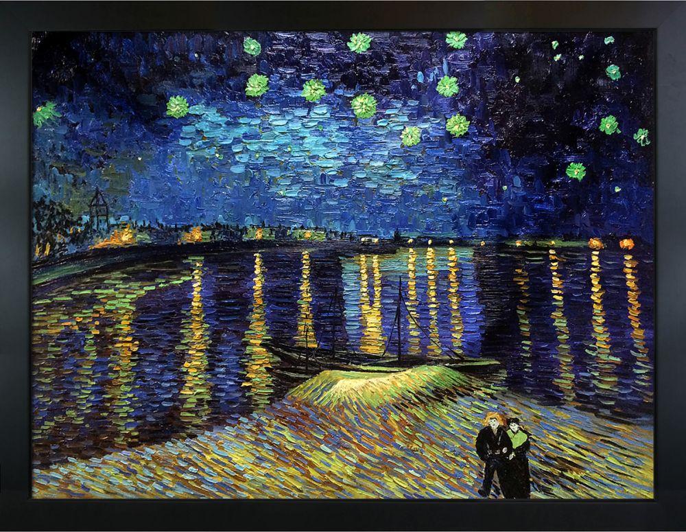 Starry Night Over the Rhone Pre-Framed - New Age Black Frame 36"X48"