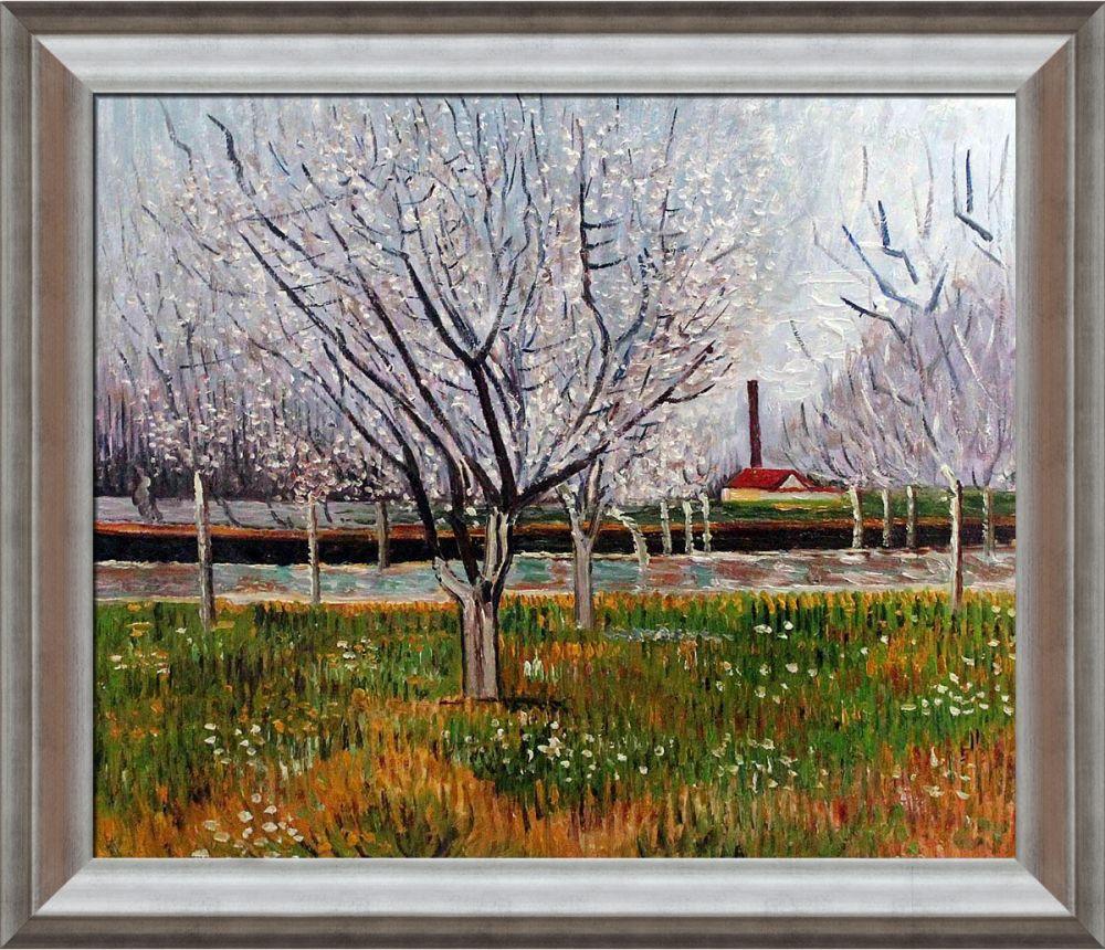 Orchard in Blossom (Plum Trees) Pre-Framed - Athenian Silver Frame 20"X24"