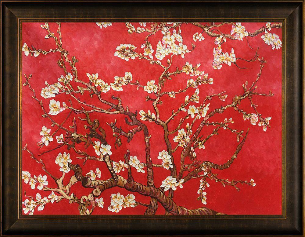 Branches of an Almond Tree in Blossom, Ruby Red Pre-Framed - Veine D'Or Bronze Scoop Frame 30"X40"