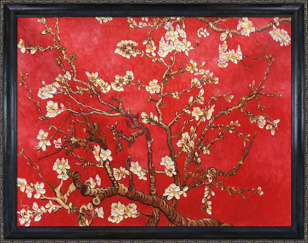 Branches of an Almond Tree in Blossom, Ruby Red Pre-Framed - La Scala Frame