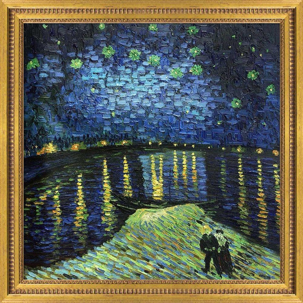 Starry Night Over the Rhone Pre-Framed - Versailles Gold Queen Frame 24" X 24"