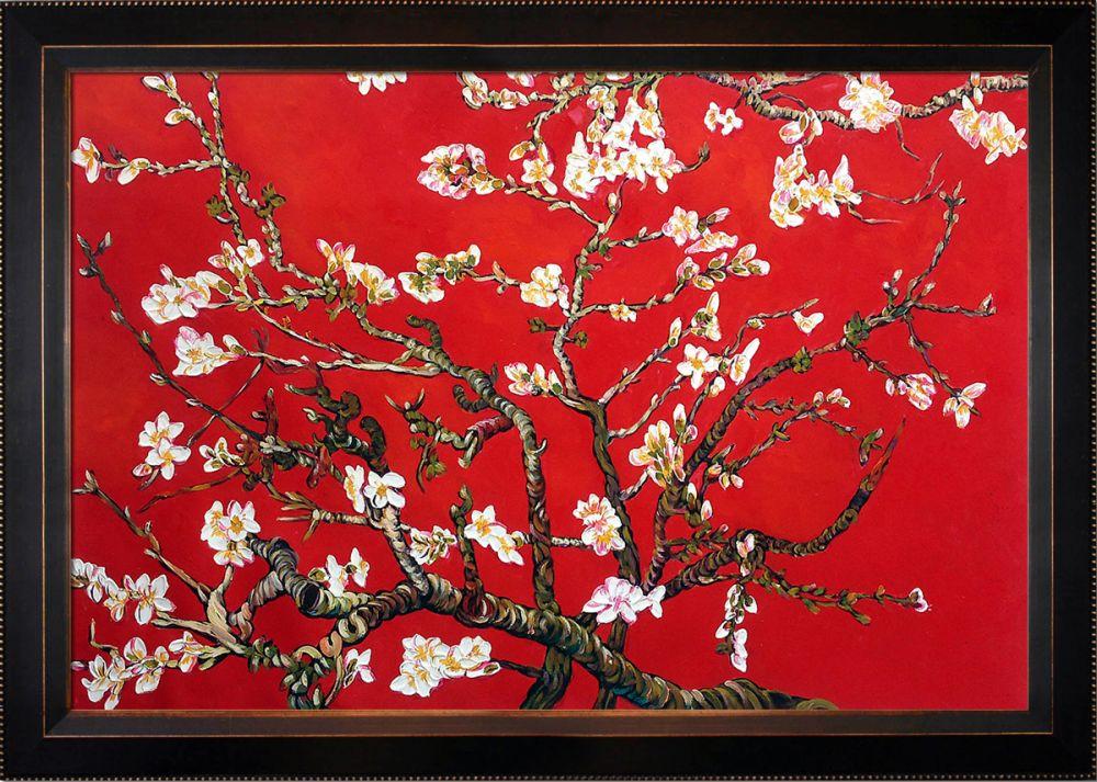 Branches of an Almond Tree in Blossom, Ruby Red Pre-Framed - Veine D'Or Bronze Angled Frame 24"X36"
