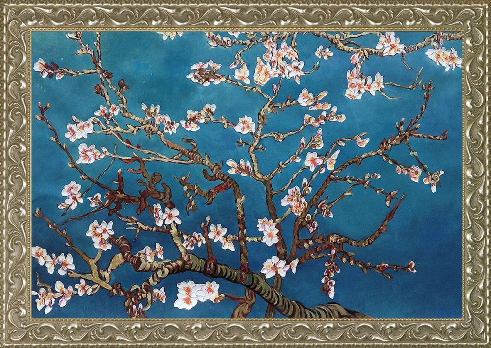 Branches Of An Almond Tree In Blossom Pre-Framed - Rococo Silver 24"X36"