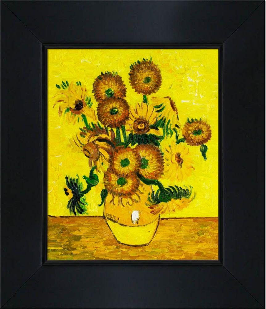 Vase with Fifteen Sunflowers Pre-Framed - New Age Black Frame 8"X10"