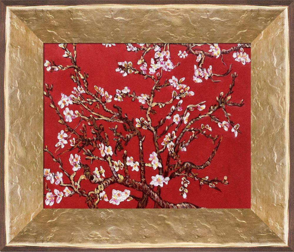 Branches of an Almond Tree in Blossom, Ruby Red Pre-Framed - Gold Luna Frame 8"X10"