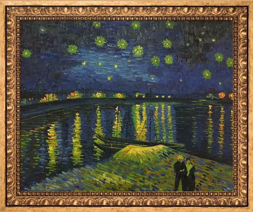 Starry Night Over the Rhone Pre-Framed - Versailles Gold Frame 16" X 20"