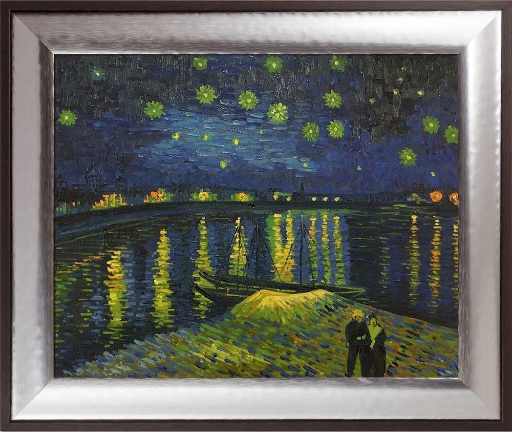 Starry Night Over the Rhone Pre-Framed - Magnesium Silver Frame 16" X 20"