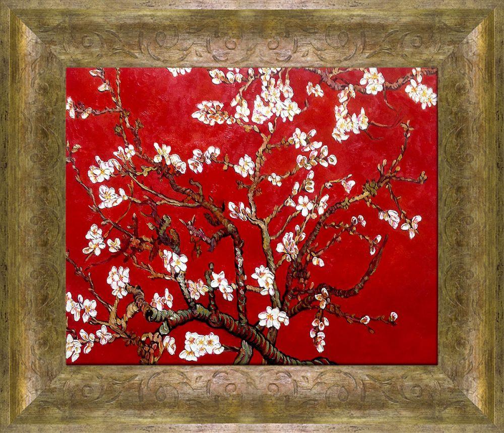 Branches of an Almond Tree in Blossom, Ruby Red Pre-Framed - Sirocco Frame 16" X 20"